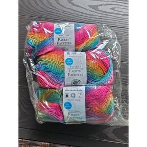 Loops & Threads Facets Yarn Spectrum 42 Rainbow 3 Skeins 100% Acrylic Medium 4